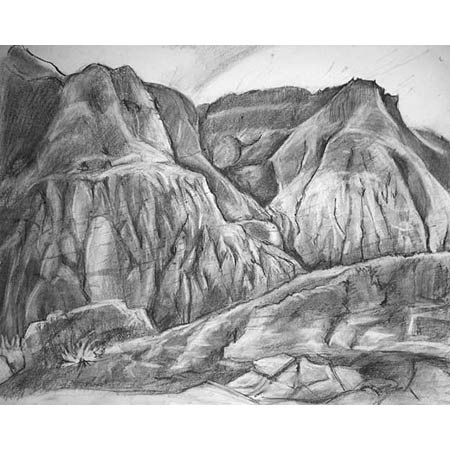 Badlands Study           Charcoal, 14x17in, 2003
